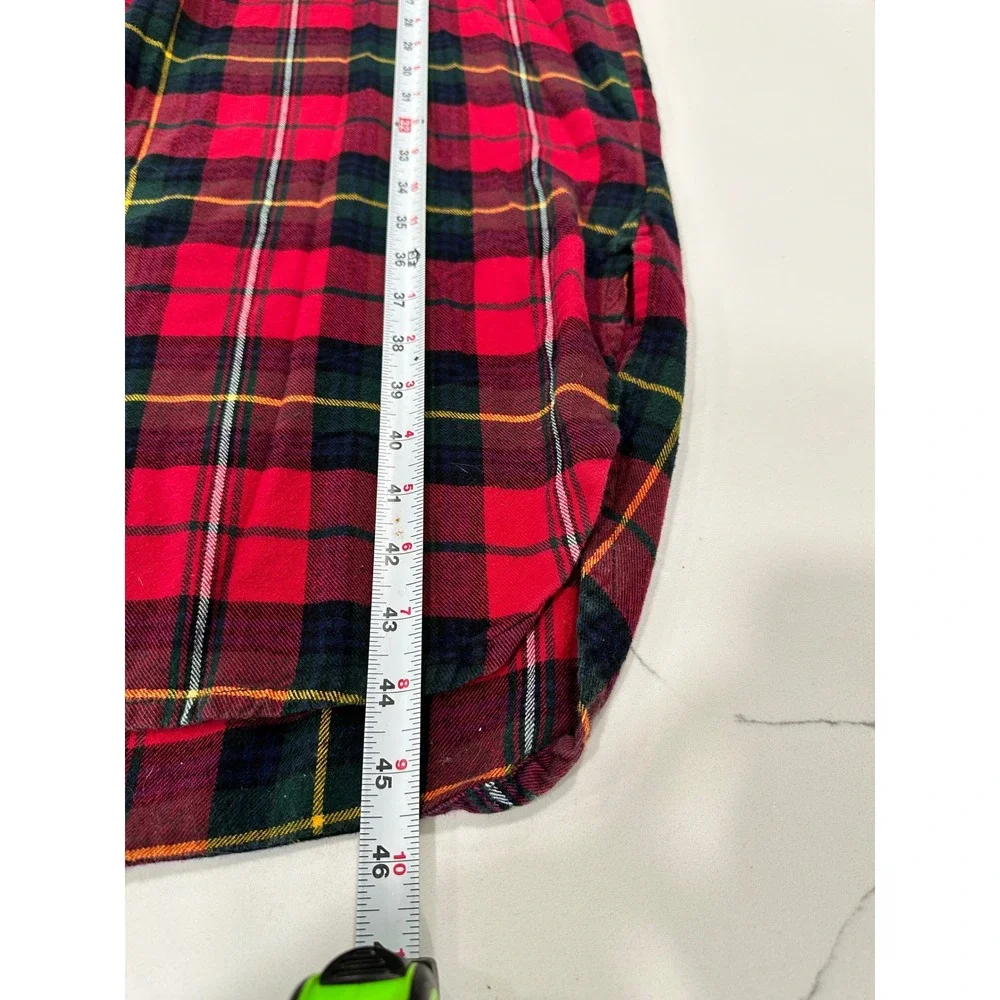 Polo Ralph Lauren Mens Red Plaid Flannel Nightshirt‎ Sleepwear Cotton Large L